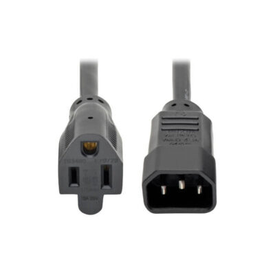 Tripp Lite NEMA 5-15R to C14 Power Cord, 13A, 125V, 16 AWG, 1 ft (0.31 m), Black (P002-001-13A)