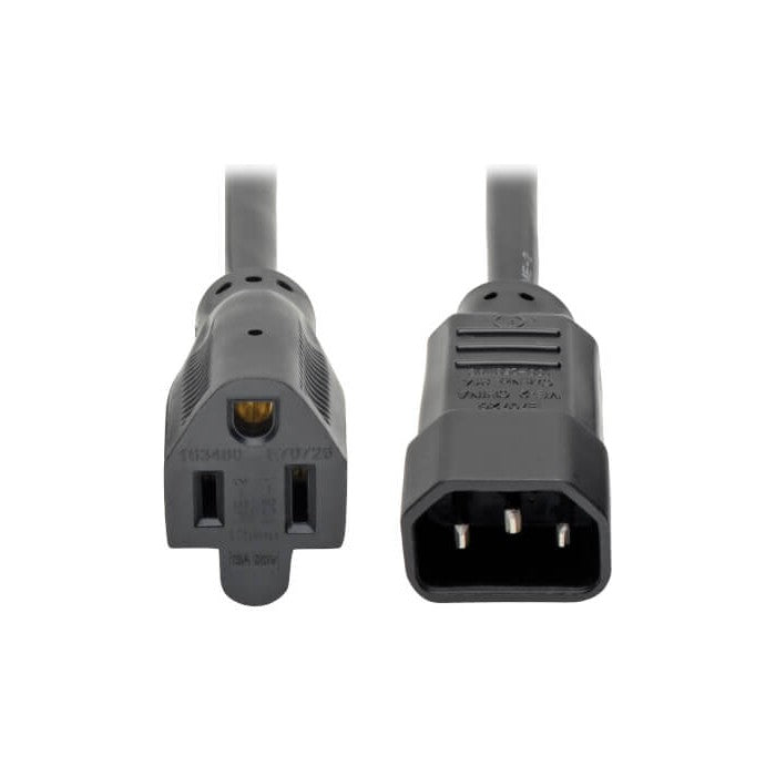 Tripp Lite NEMA 5-15R to C14 Power Cord, 13A, 125V, 16 AWG, 1 ft (0.31 m), Black (P002-001-13A)