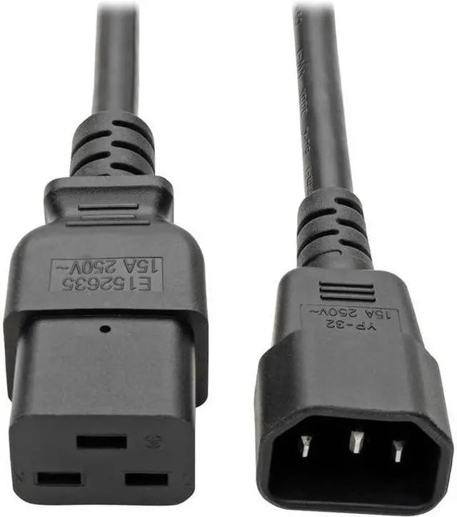 Tripp Lite Power Cord P047-002, C19 to C14, Heavy-Duty, 15 A, 250 V, 2 ft